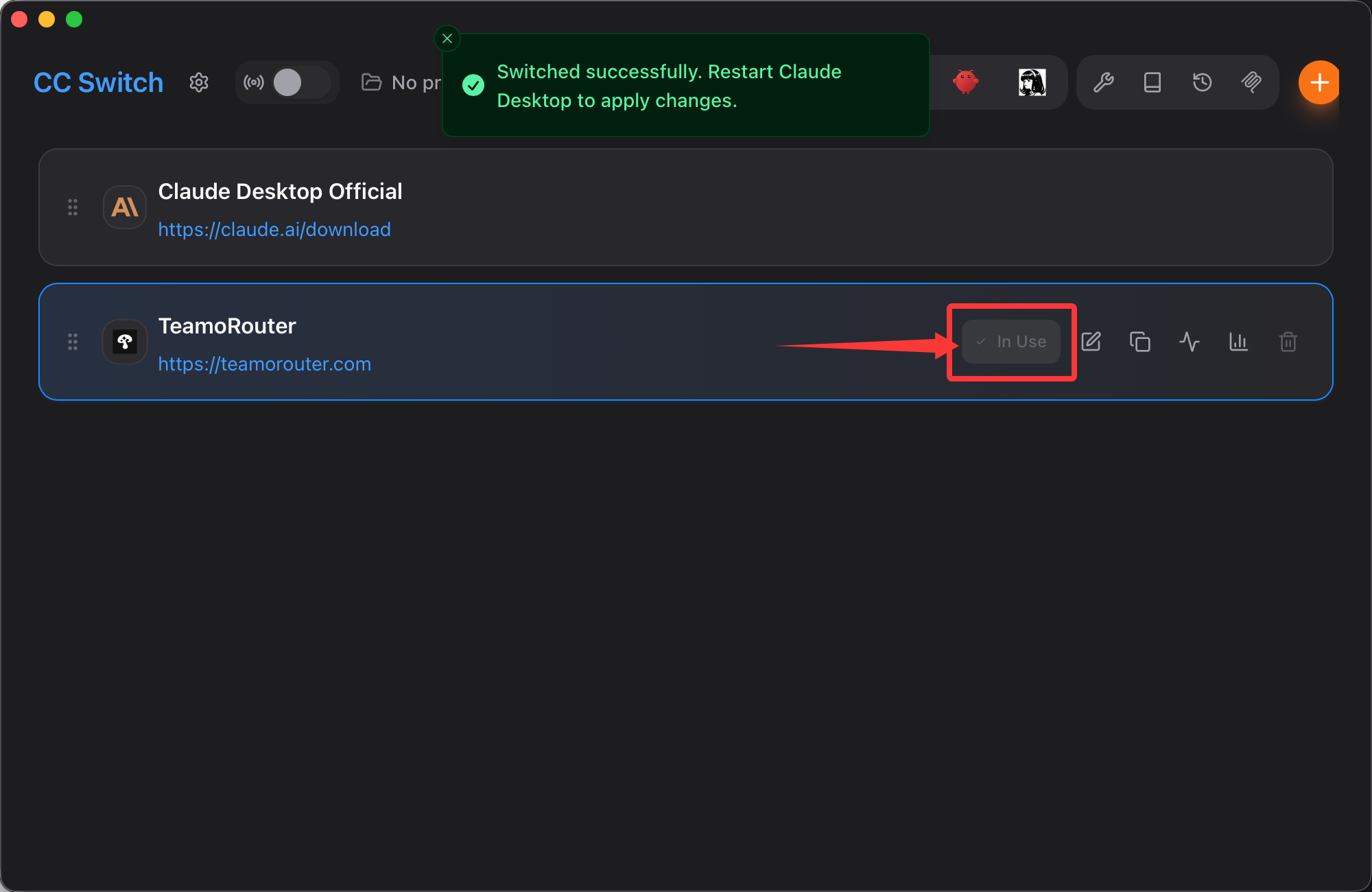 Enable TeamoRouter for Claude Desktop