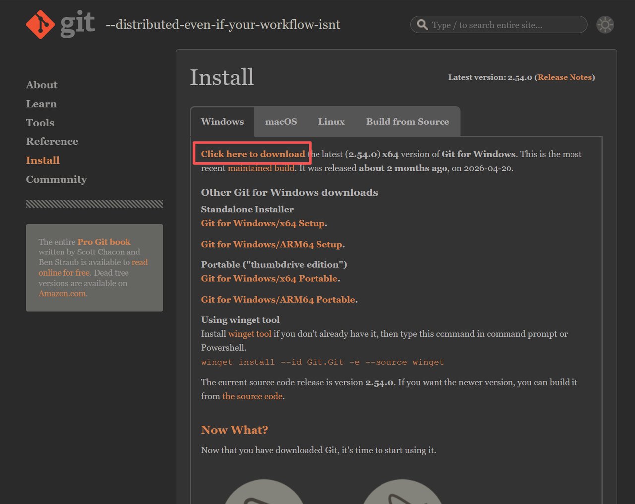 Git for Windows download page